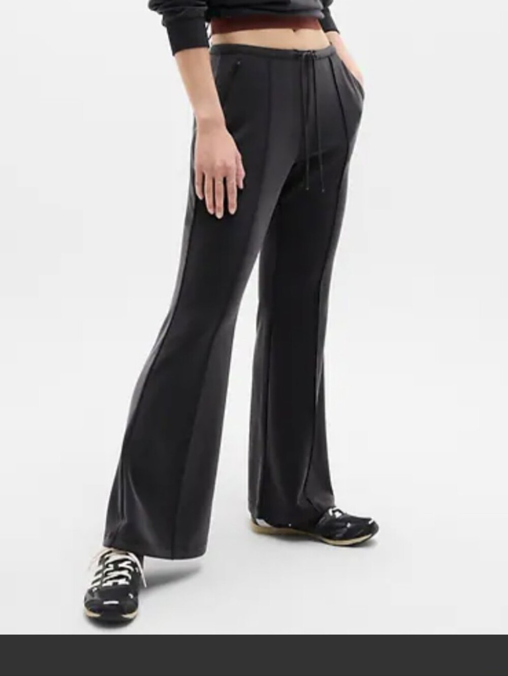 Athleta Seasoft Pintuck Flare Pant - Small Petite (S/P) - Black/Dark Grey